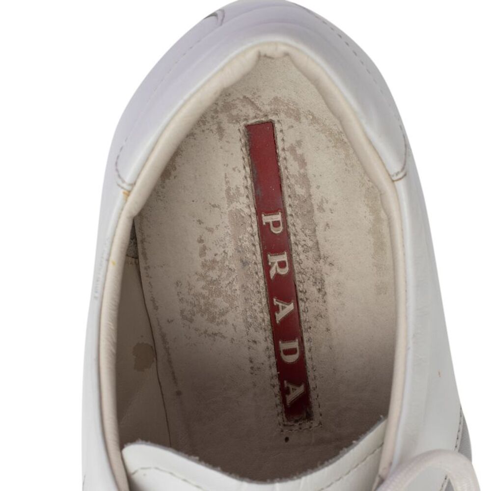 Prada White Leather Low Top Sneakers Size 44 - Picture 7 of 7